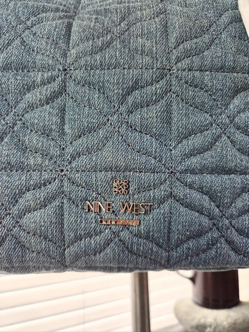 NWT $129 Nine West Denim Blue Quilted Handbag Purse Medium